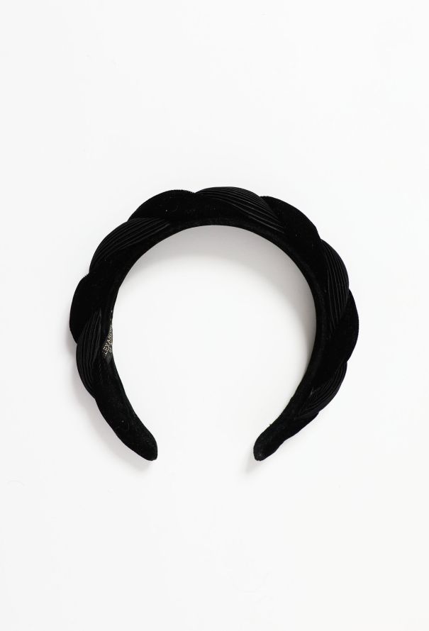 Chanel Paris 1990's Black Satin Camellia Headband