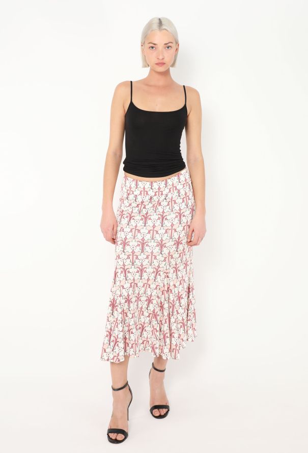 Prada Flared Floral Silk Skirt - 3 Prada Flared Floral Silk Skirt - 3