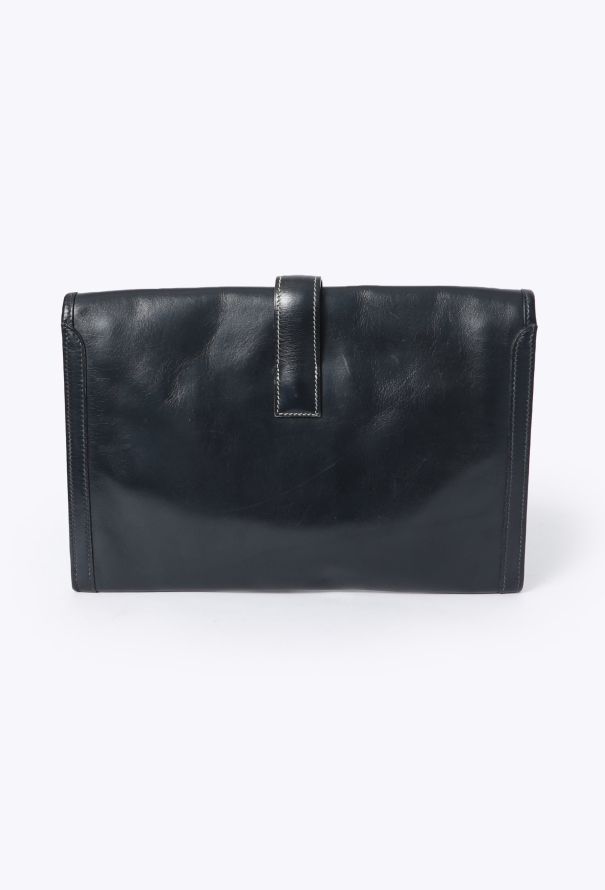 Hermès Vintage Navy Box Jige Clutch - 5