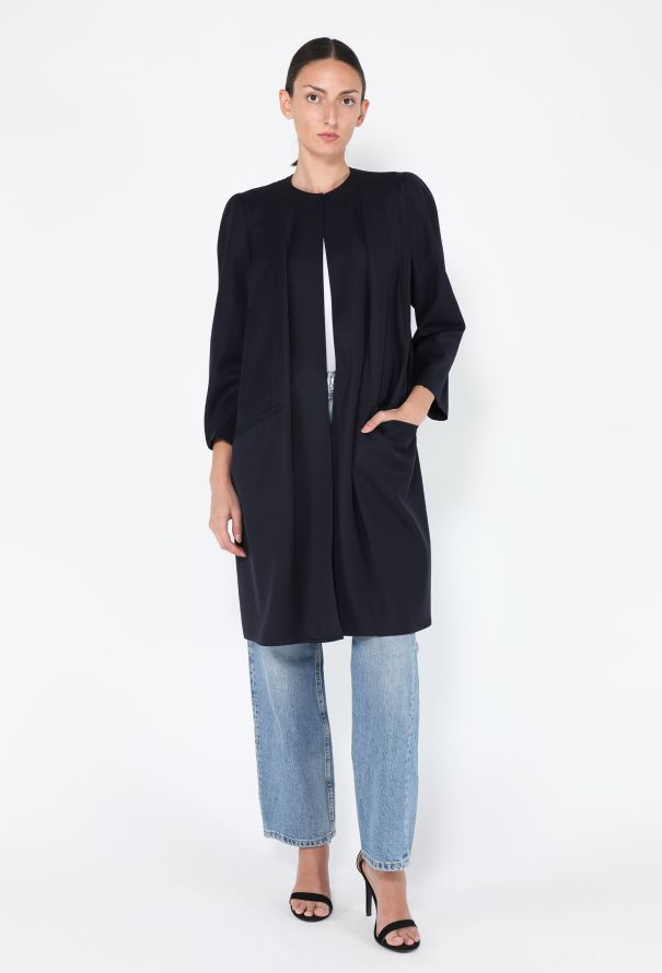 Valentino Pleated Front Wool Coat, 1990s - 2