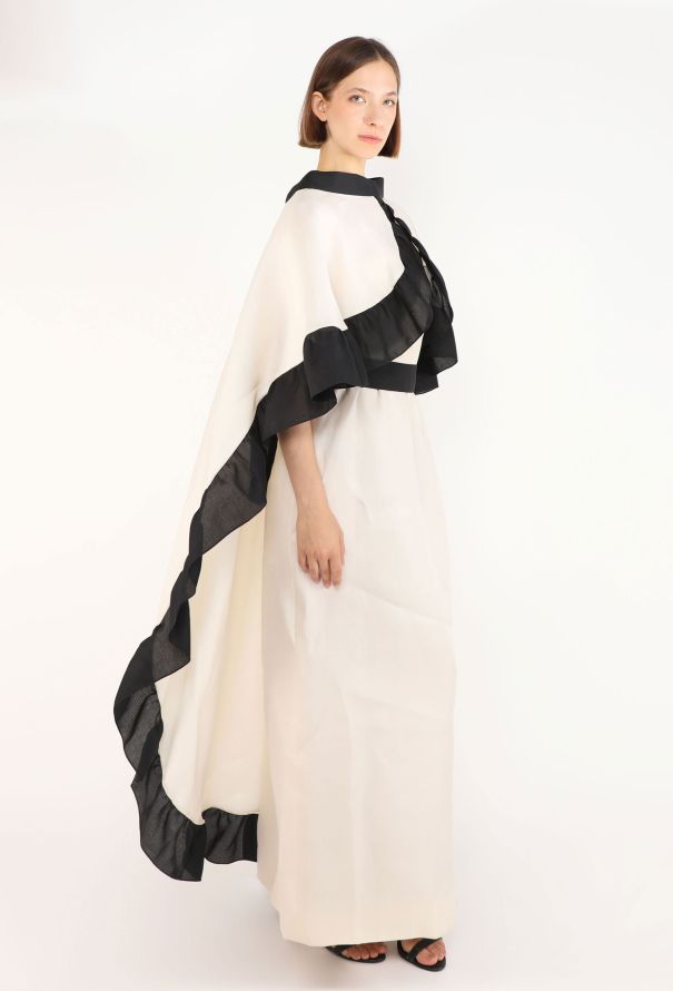 Givenchy Bicolor Silk Piqué Cape Ensemble, 1980s - 3