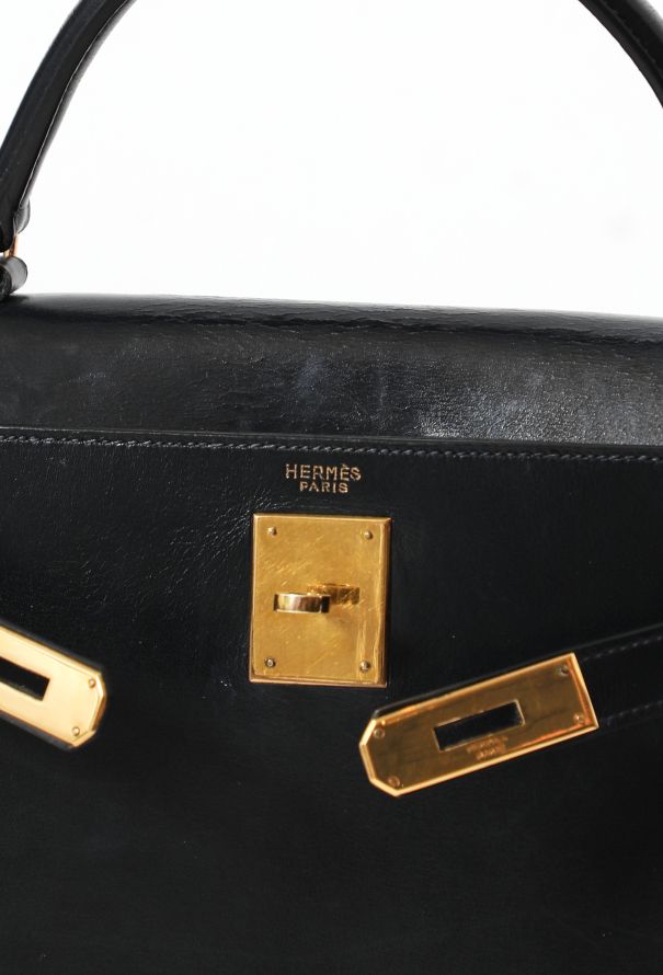 Hermes Kelly Sellier Size 28 Navy/Natural Box Calf Leather Toile H