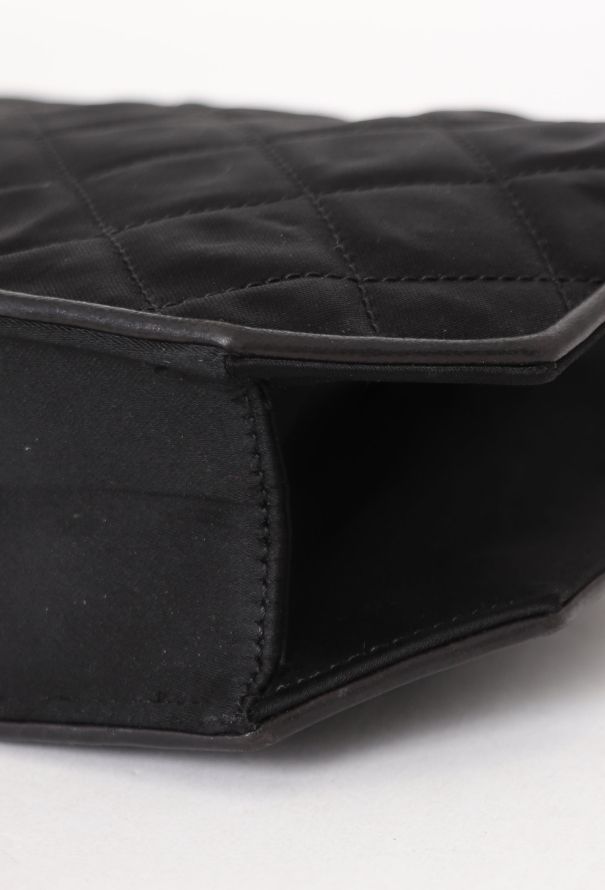 Chanel '90s Black Satin Octagon Classic Chain Bag - 10