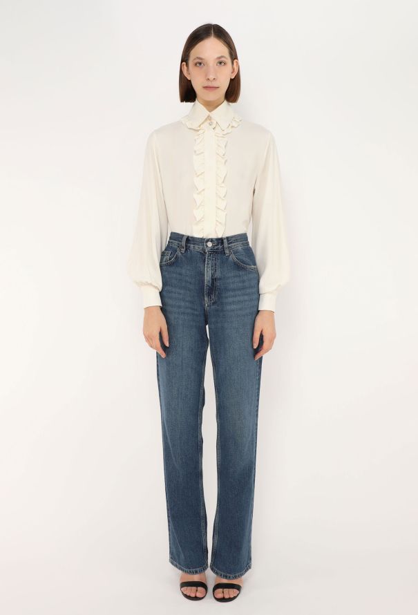 Chanel 2019 Ruffled Trim Silk Blouse - 2
