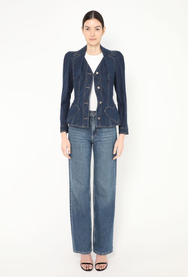 2005 Embroidered Denim Bar Jacket - Dior | Authentic