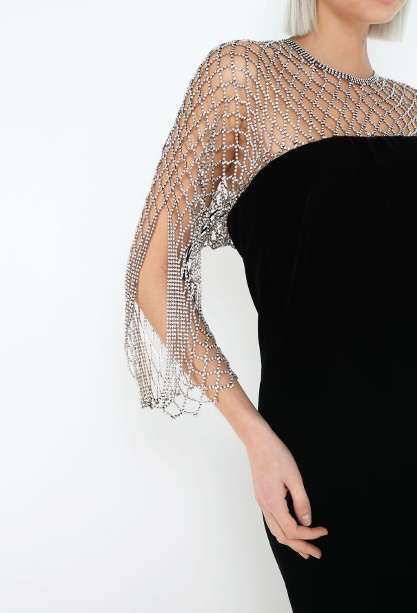 Saint Laurent STUNNING S/S 2019 Strass Velvet Bustier Dress - 6