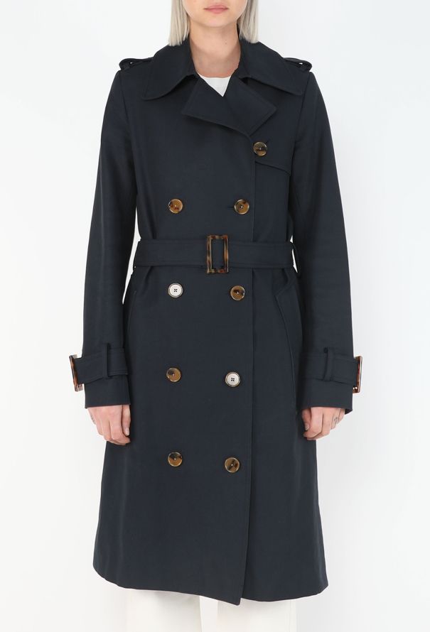 Khaite Navy Gabardine Belted Trench - 3