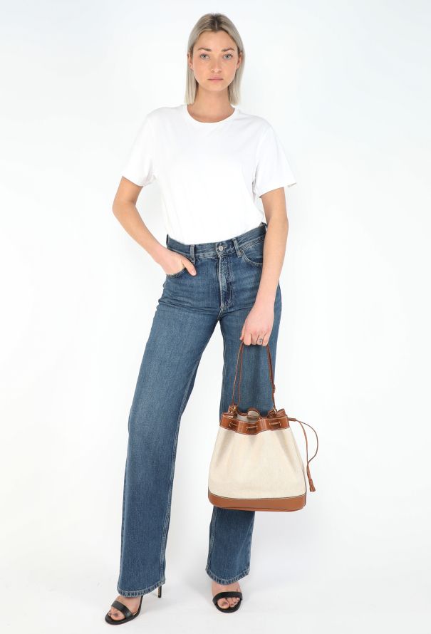 Hermès '90s Toile H & Gold Courchevel Market Bag - 2