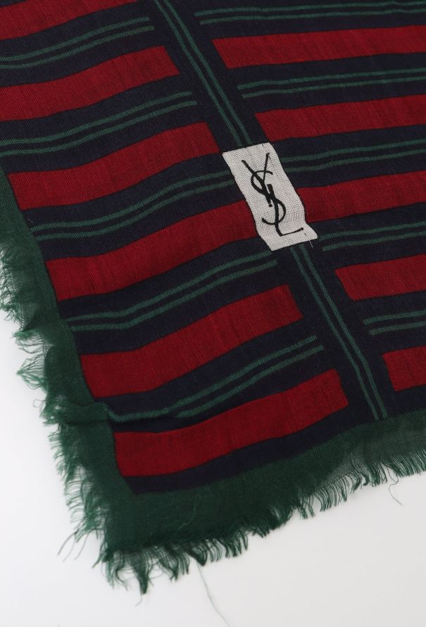 Saint Laurent ‘70s Striped Fringe Trim Scarf - 8 Saint Laurent ‘70s Striped Fringe Trim Scarf - 8