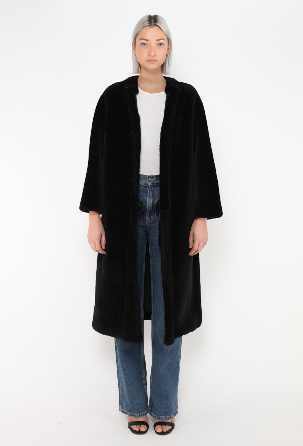 Givenchy Collarless Belted Shearling Coat - 2