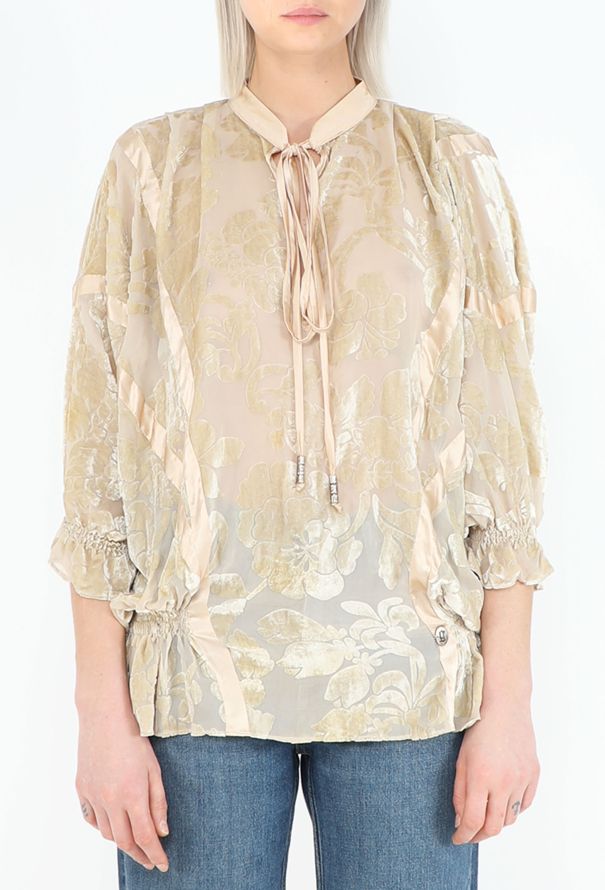 John Galliano Dévoré Velvet Silk Blouse - 3