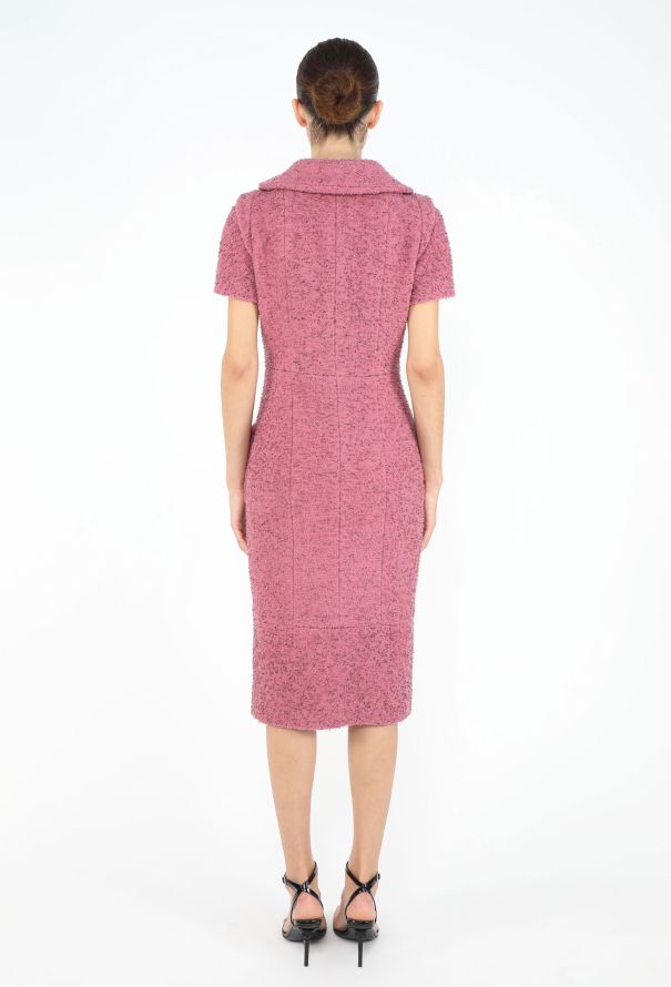 Chanel Collared Bouclé Tweed 'CC' Dress - 5