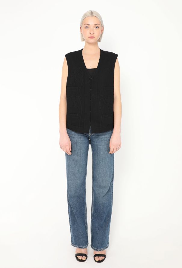 Yohji Yamamoto 1993 Embroidered Felted Vest - 2 Yohji Yamamoto 1993 Embroidered Felted Vest - 2