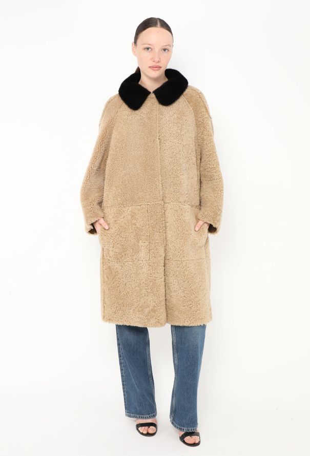 Prada 2018 Shearling Fur Collar Coat - 1