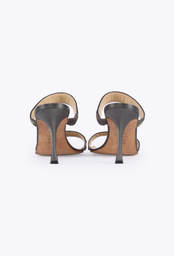 Manolo Blahnik Floral Embroidered Satin Mules - 4