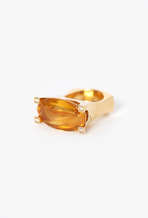 Van Cleef & Arpels Vintage 18k Yellow Gold, Citrine & Diamond Ring - 6