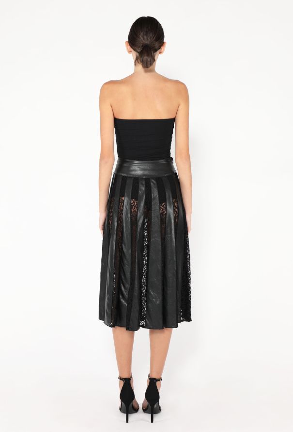 Flared Lace Panel Skirt - 4