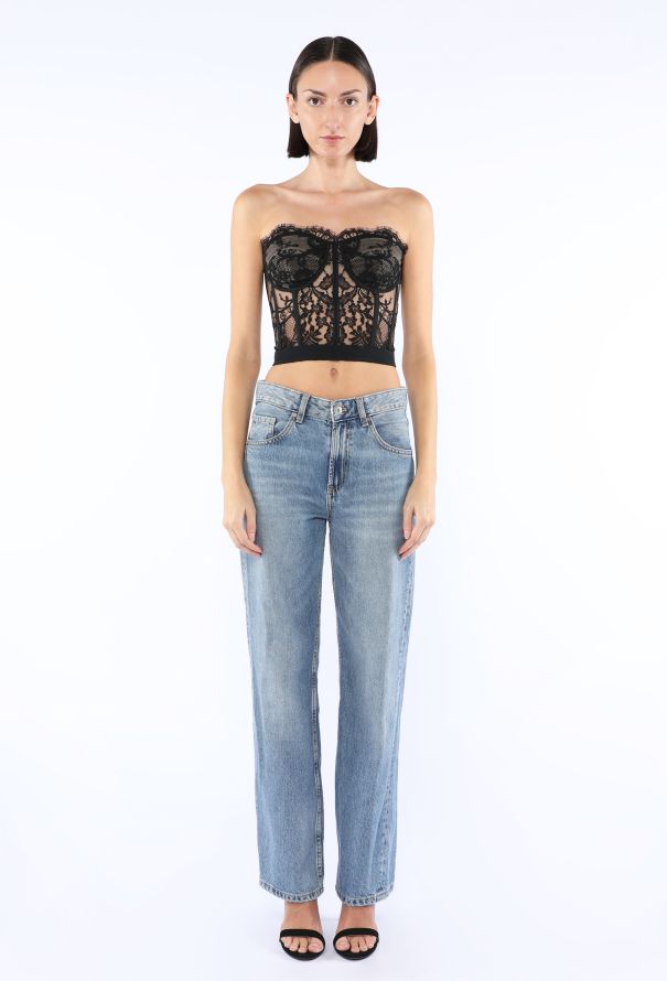 Alexander McQueen Lace Cropped Bustier Top - 2