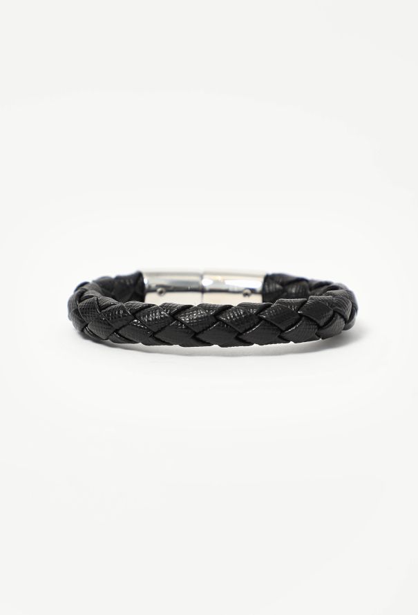 Prada Woven Saffiano Leather Bracelet Black - 4 Prada Woven Saffiano Leather Bracelet Black - 4