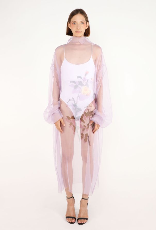 Dries Van Noten Rose Printed Mesh Kaftan, F/W 2019 - 1