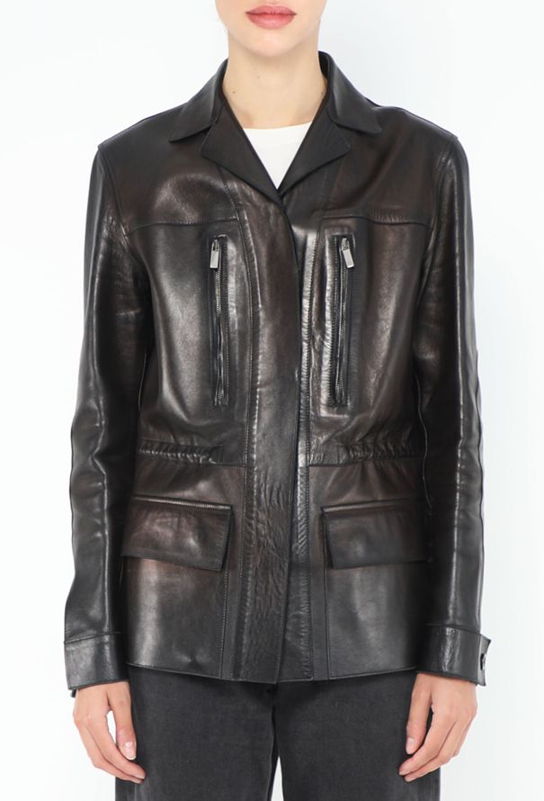 Gucci Early 2000s Cinched Leather Jacket - 1