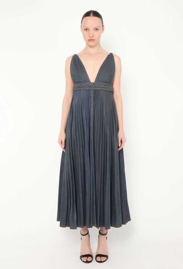 Dior Resort 2022 Pleated Denim Dress - 1