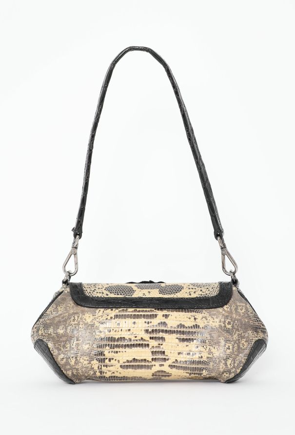 商品画像：PRADA Velour Lizard Brown Pouch Handbag 1812 | eBay 1