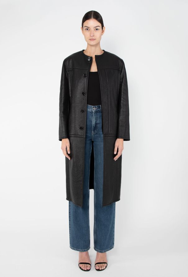 Céline 2021 Leather Shearling-Lined Coat - 1