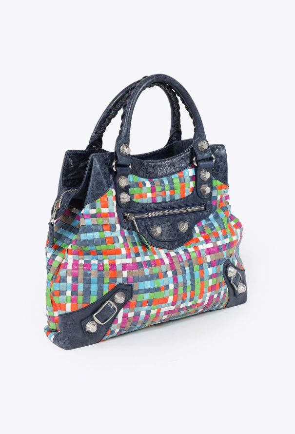 Balenciaga 2009 Multicolor Lattice Giant 21 Work Bag - 2