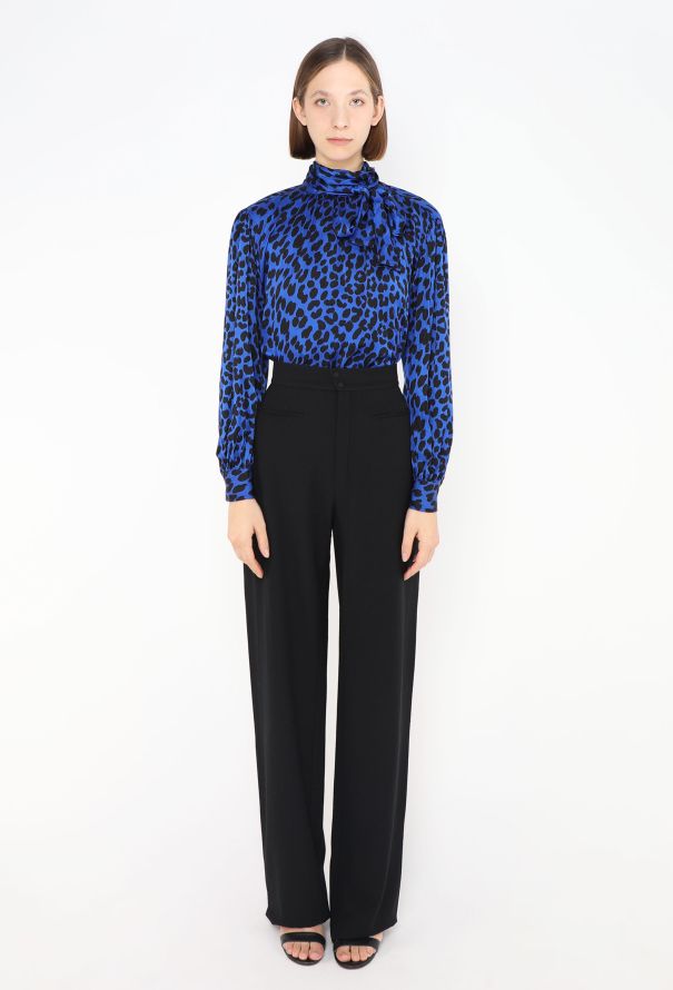 Saint Laurent Leopard Silk Lavallière Blouse - 2
