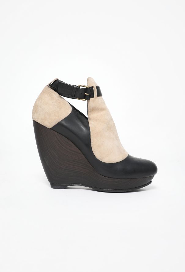 Balenciaga Suede Platform Buckle Wedges - 1