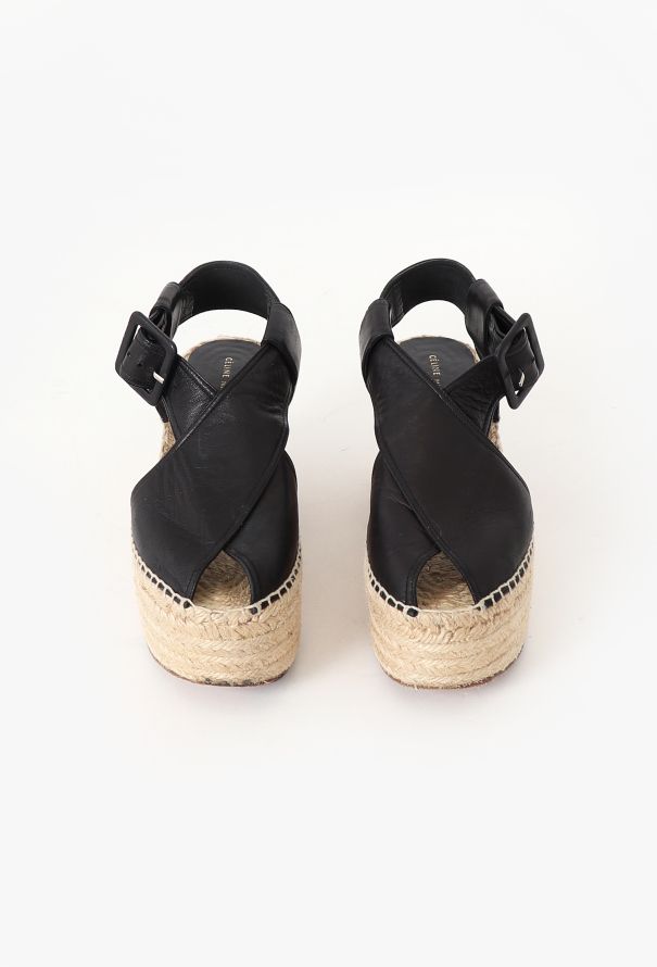 Céline Black Leather Platform Espadrilles - 2