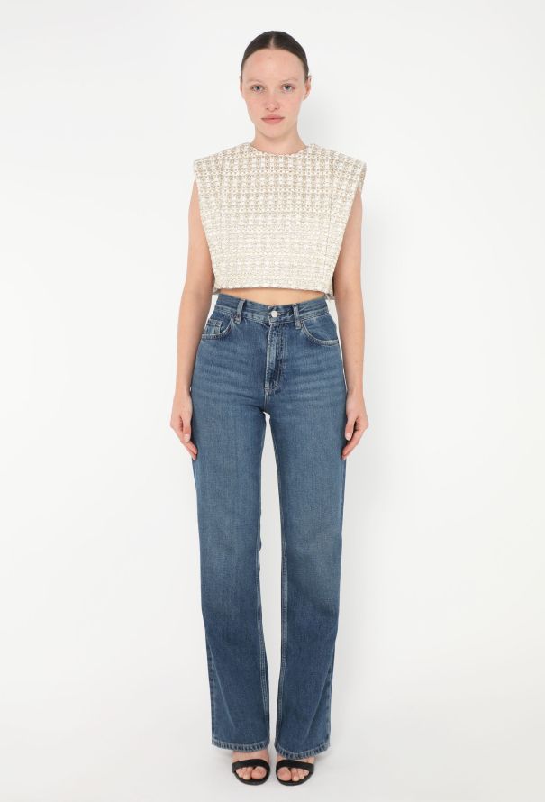 Louis Vuitton 2023 Lamé Tweed Cropped Top - 3