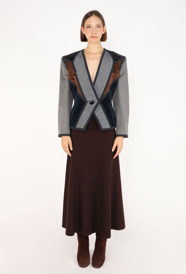 Saint Laurent Cubist Velvet Moire Jacket, F/W 1988 - 6