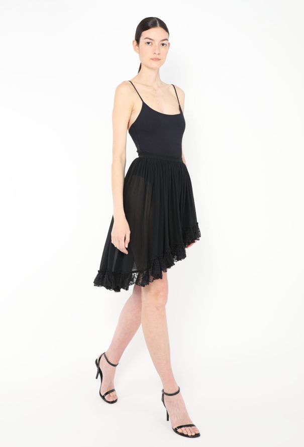 Saint Laurent '70s Asymmetrical Lace Trim Skirt - 1