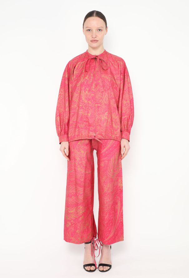 Saint Laurent 1981 Metallic Taffeta Tie Ensemble - 1