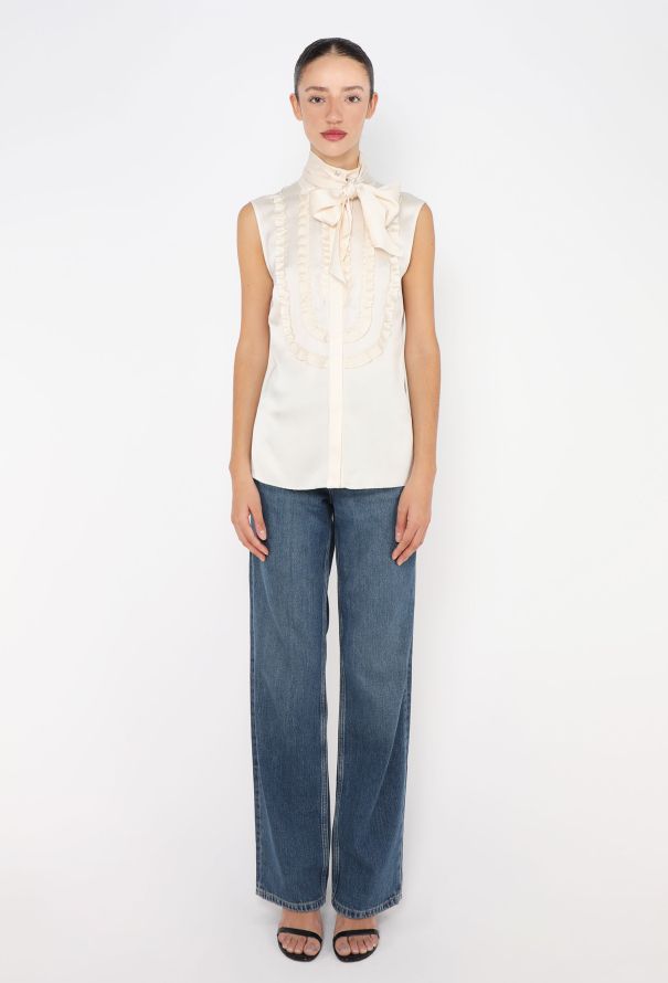 Chanel Ruffled Silk Lavallière Blouse - 4