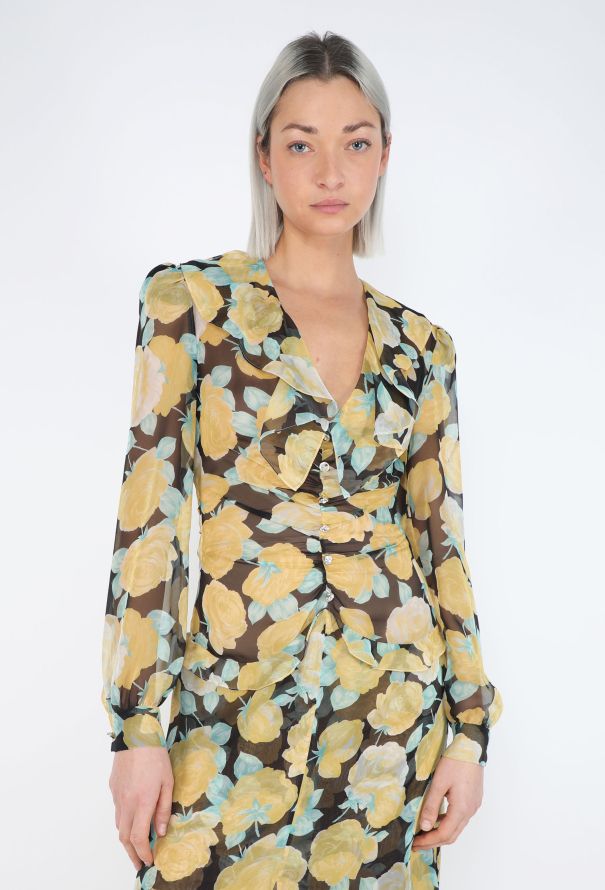 Miu Miu Rose Printed Georgette Dress - 2