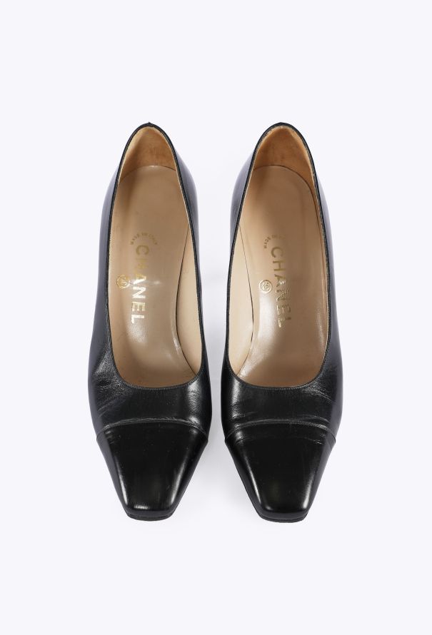 Chanel Vintage Leather Cap-Toe Pumps - 2