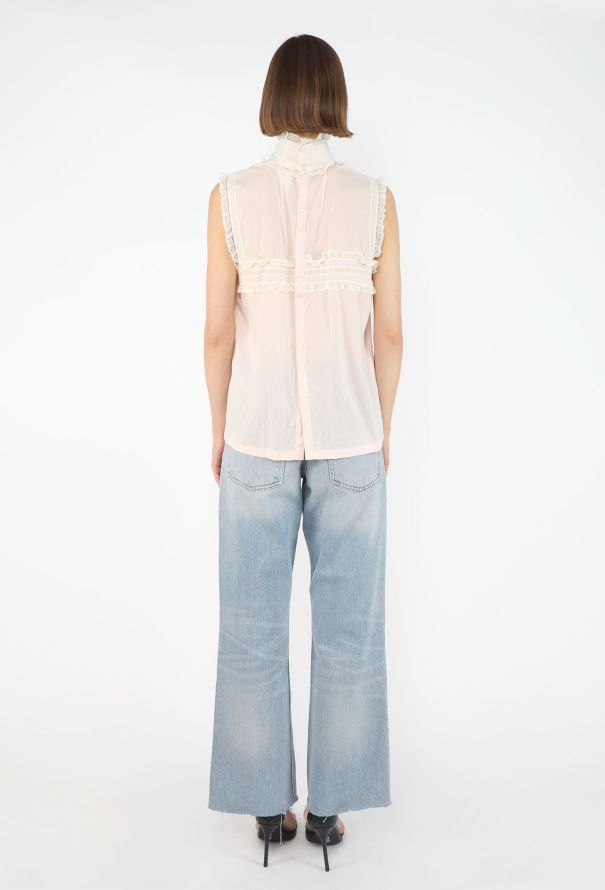 Chanel Lace Trim Cotton Blouse - 6