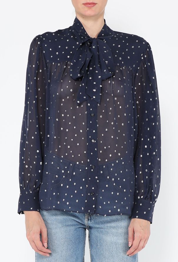 Chloé Spotted Silk Lavallière Blouse, 2025 - 1