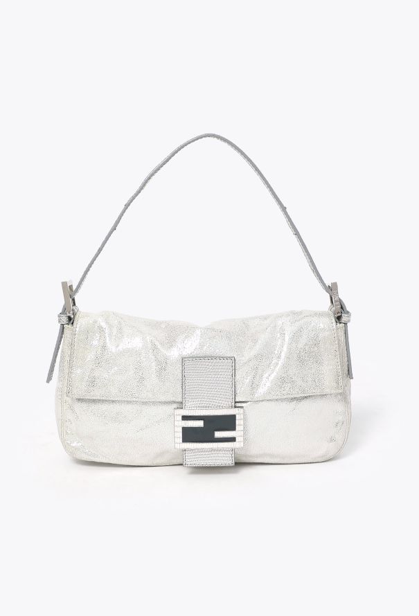 Fendi Crackled Metallic Suede Baguette Bag - 1