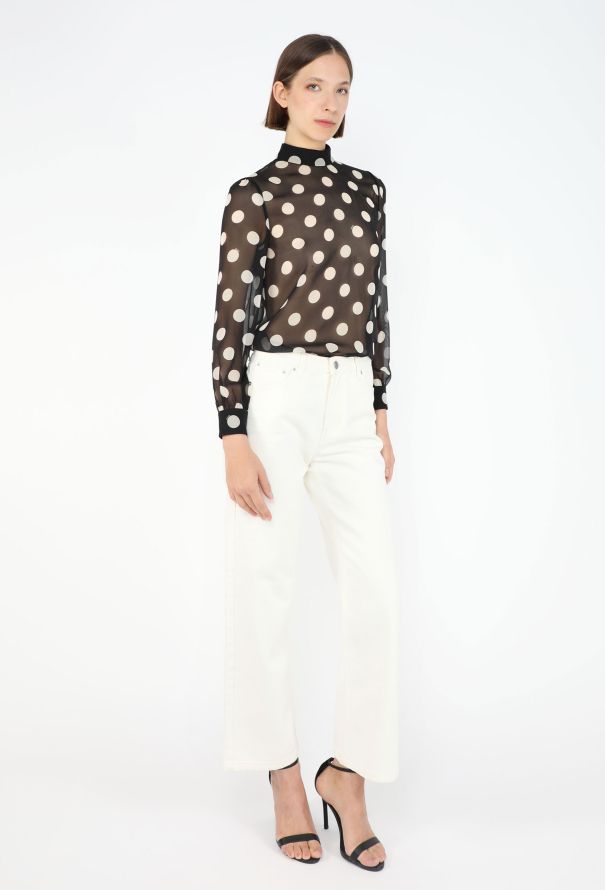 Céline Polka-Dot Georgette Blouse - 3