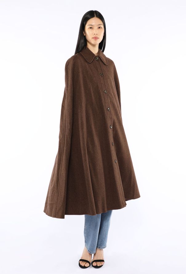Saint Laurent Woven Wool Twill Cape, 1970s - 4
