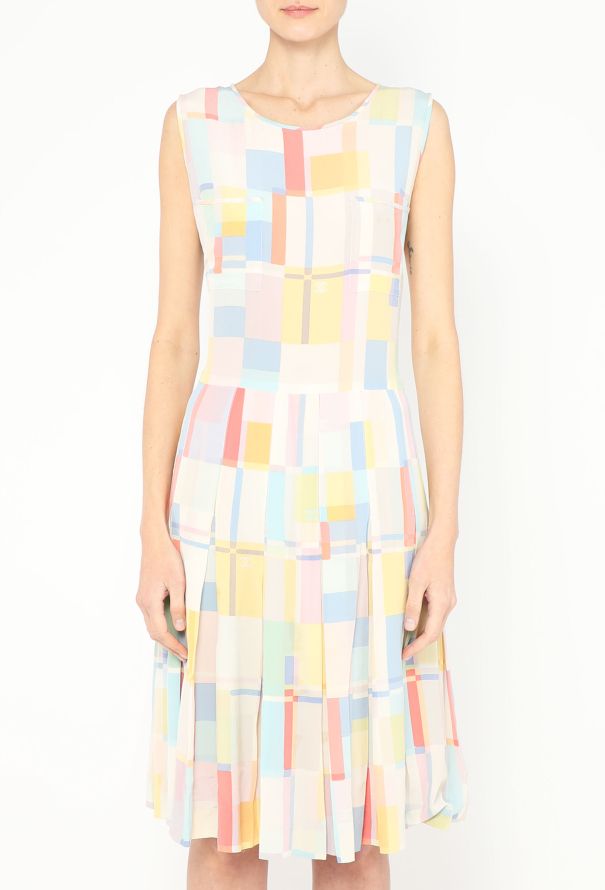 Chanel Rare 1999 Colorblock Chiffon Dress - 2 Chanel Rare 1999 Colorblock Chiffon Dress - 2