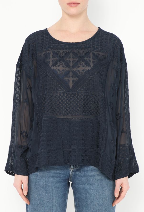 Isabel Marant Embroidered Silk Tunic Top - 1