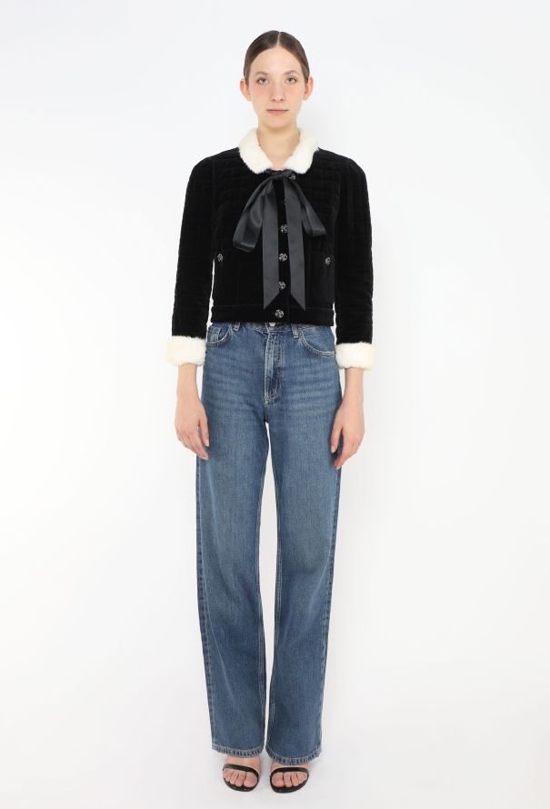 Chanel Velvet Hermine Fur Gripoix Jacket - 2