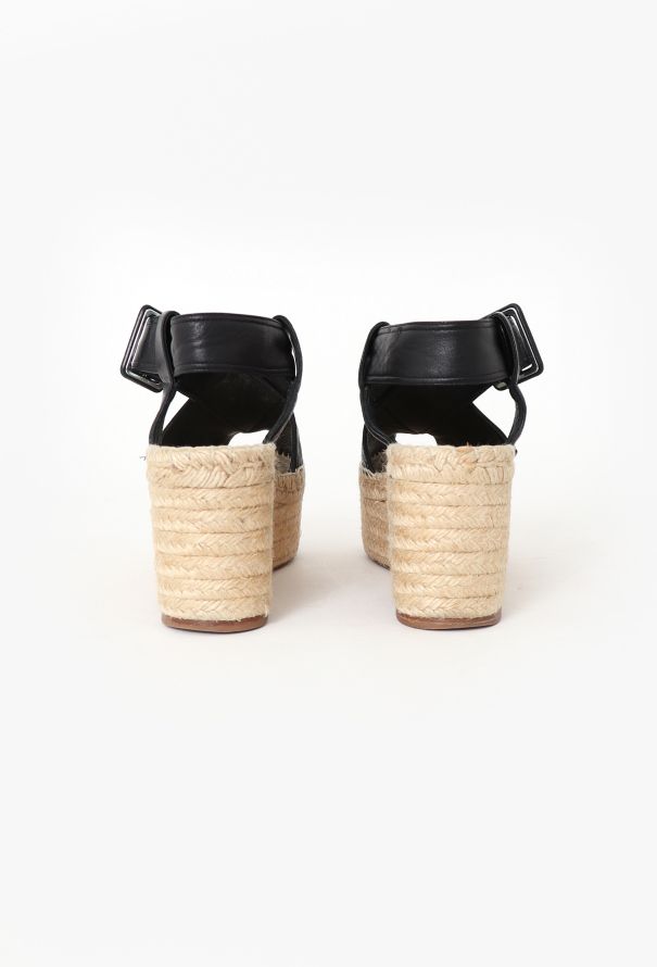Céline Black Leather Platform Espadrilles - 4