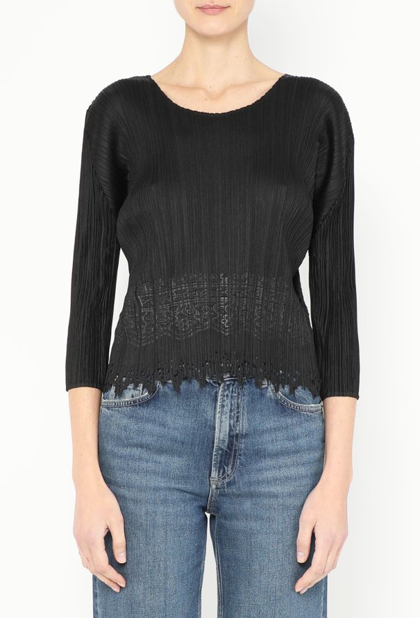 Issey Miyake Pleats Please Embossed Cut-Out Top - 1