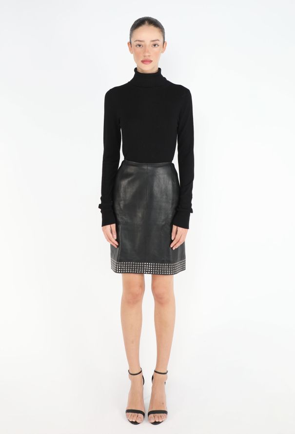 Alaïa Eyelet Trim Lambskin Skirt - 2